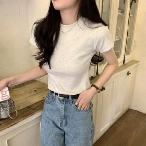 カルペディエム Carpe diem トップス 無地半袖 無地Tシャツ シンプル 細見え 夏 白 柔...
