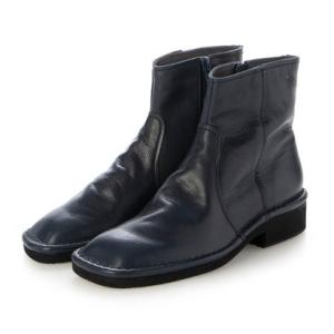 クリー ラボキゴシ Creer RABOKIGOSHI 3.5cm本革スクエアトウアウトステッチ製法ショートブーツ （ネイビー）