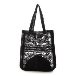 カシュカシュ cache cache レース縦型トートバッグ （BK）