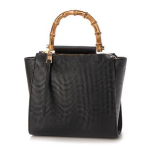 カシュカシュ cache cache 素押し合皮バンブーハンドル2wayショルダーバッグ
