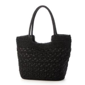 カシュカシュ cache cache メタリックコード柄編みトートバッグ （BK）