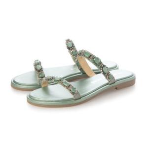 サヴァサヴァ cava cava ビジューリゾートサンダル （ライトグリーン）