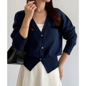 カラウティア callautia callautia Vネックコットンニットカーディガン （ネイビー）