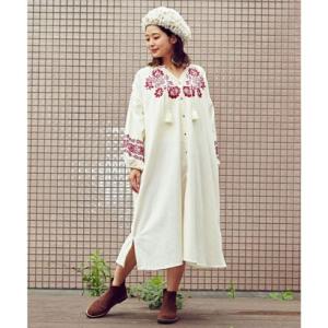 【チャイハネ】yul ハンガリー刺繍風ワンピース ホワイト