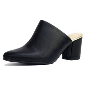 RELAXIS リラクシス ミュール 靴 レディース 歩きやすい かかとなしパンプス チャンキー(太)ヒール アーモンドトゥ プレーン オフィス （ブ