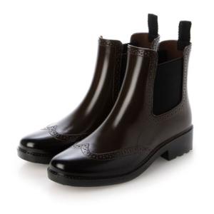 カプチーノ CAPPUCCINO レディースレイン ショートブーツ サイドゴア Uチップ メダリオン J1001 （ダークブラウン）