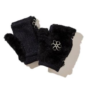 キャセリーニ Casselini フラワーモチーフグローブ（Flower Motif Gloves） （ブラック）