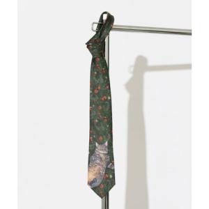 チルワーク バイ クイトランニング CHILLWORK by Quit Running とろみネクタイ 猫 総柄 デザイン （その他22）