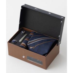 チルワーク バイ クイトランニング CHILLWORK by Quit Running 猫デザインのネクタイ、ネクタイピン、ハンカチ、カフス4点セット