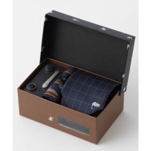 チルワーク バイ クイトランニング CHILLWORK by Quit Running 猫デザインのネクタイ、ネクタイピン、ハンカチ、カフス4点セット