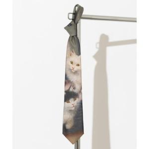 チルワーク バイ クイトランニング CHILLWORK by Quit Running とろみネクタイ 猫 総柄 デザイン （その他21）