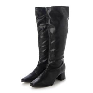 シックス CHICS スクエアトゥストレッチロングブーツ （BLK）