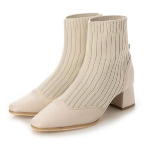 シックス CHICS スクエアトゥニットコンビショートブーツ （IVR）