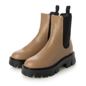 シックス CHICS 厚底トラックソールサイドゴアショートブーツ （BEG）