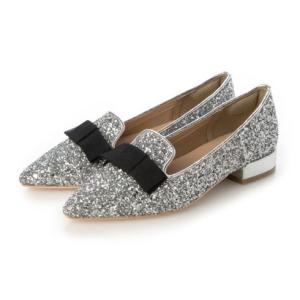 シックス CHICS リボンデザイングリッターローヒールパンプス （SLV）