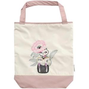 シノワズリーモダンキョウト シノワズリーモダン京都 clue. ネコ刺繍・繍画アート・防水・撥水トートバッグ ライトピンク （ライトピンク）