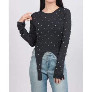 クラネ CLANE STUDDED BIJOU SHEER TOPS （BLACK）