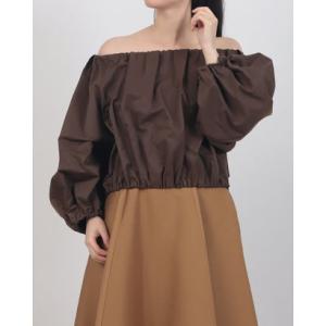 クラネ CLANE VOLUME SLEEVE CROPPED BLOUSE （BROWN）