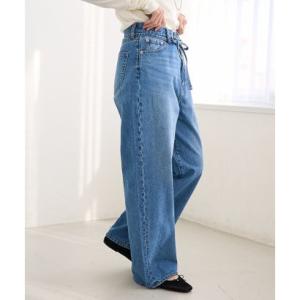 コーエン coen DENIMリボンツキワイドストレートパンツ （COBALT）