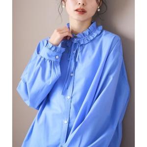 コーエン coen イージーケアフリルネックブラウス （LT.BLUE）