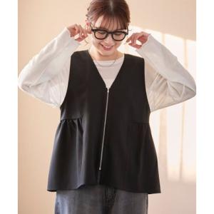 コーエン coen リネンライクPe ペプラムベスト （BLACK）