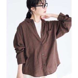 コーエン coen リネンレーヨンレギュラーカラーシャツ （DK.BROWN）