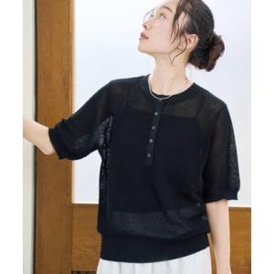 コーエン coen シアーリネンワッフルヘンリーネックPO （BLACK）