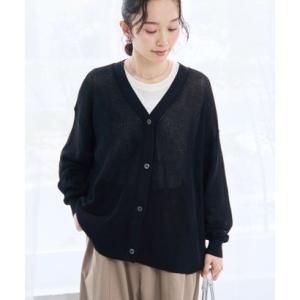 コーエン coen シアーリネン畔Vネックカーディガン （BLACK）