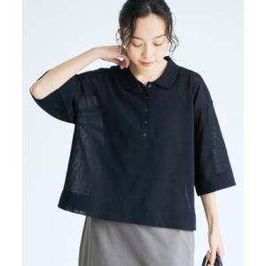 コーエン coen シアーリネン襟付きポロニット （BLACK）