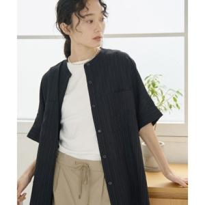 コーエン coen Ry/NyストライプWポケットF/Sシャツ （BLACK）
