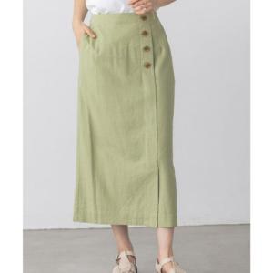 コレクトバイハンチ Collect by Hunch 【WEB限定・別注】フレンチリネン ラップ風 タイトスカート （ライトグリーン）