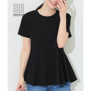 コカ coca 【速乾/しわになりにくい】エンボス裾フリル半袖プルオーバー （Black）