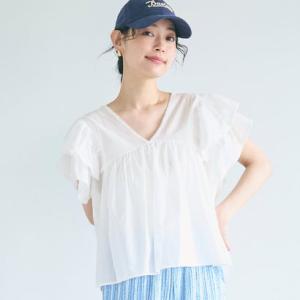 コカ coca Vネック袖フリルブラウス （White）