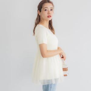 コカ coca シャリ感レーヨンチュールドッキングティアードニット （Ivory）