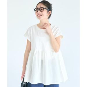 コカ coca クルーネックドッキングギャザートップス （White）