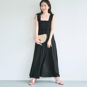 コカ coca クレープシャーリングワンピース （Black）