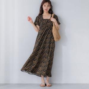 コカ coca ビンテージレーヨンフラワードレス （Black）