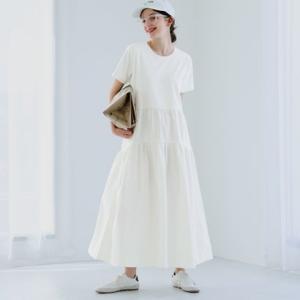 コカ coca シルキータッチドッキングギャザーワンピース （White）