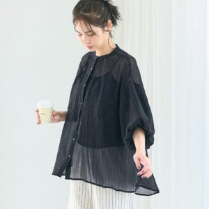 コカ coca シアーボリュームブラウス （Black）