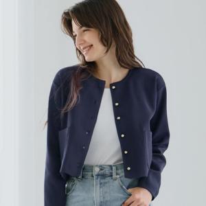 コカ coca ゴールドボタンクルーネックニットカーディガン （Navy）
