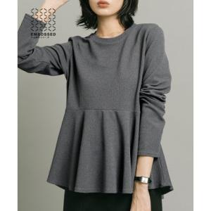 【再入荷・新色追加】コカ coca エンボス長袖裾フレアトップス （Gray）