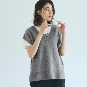 コカ coca ヤク風Vネックニットベスト （Gray）