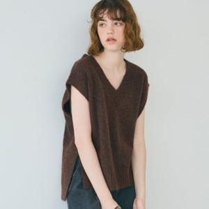 コカ coca ヤク風Vネックニットベスト （Brown）