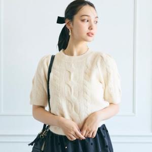 コカ coca ヤク風ケーブル半袖ニット （Ivory）