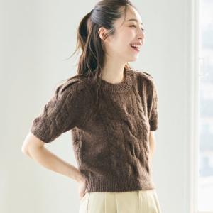コカ coca ヤク風ケーブル半袖ニット （Brown）