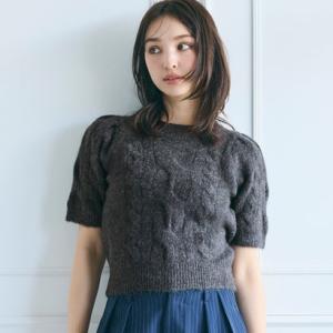 コカ coca ヤク風ケーブル半袖ニット （Charcoal）