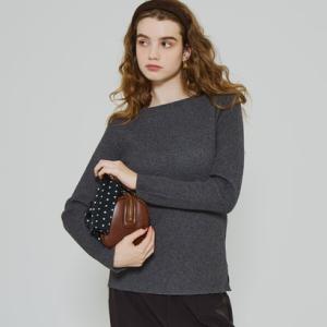 コカ coca アンゴラタッチボートネックニットトップス （Charcoal）