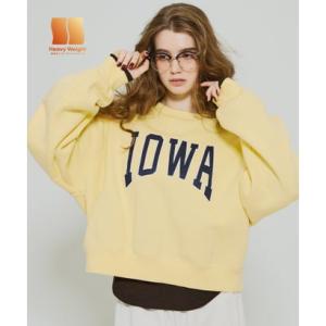 コカ coca ヘビーウェイト裏起毛ビンテージ加工ロゴスウェットトップス （Yellow）