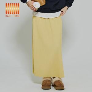 コカ coca 【DAILY WARM】裏起毛ランダムリブロングIラインスカート （Yellow）