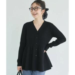 コカ coca ウォッシャブル ペプラムニットチュニックカーディガン （Black）